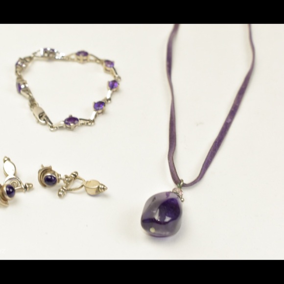 Necklace set with a stone earrings with bracelet - Picture 1 of 4